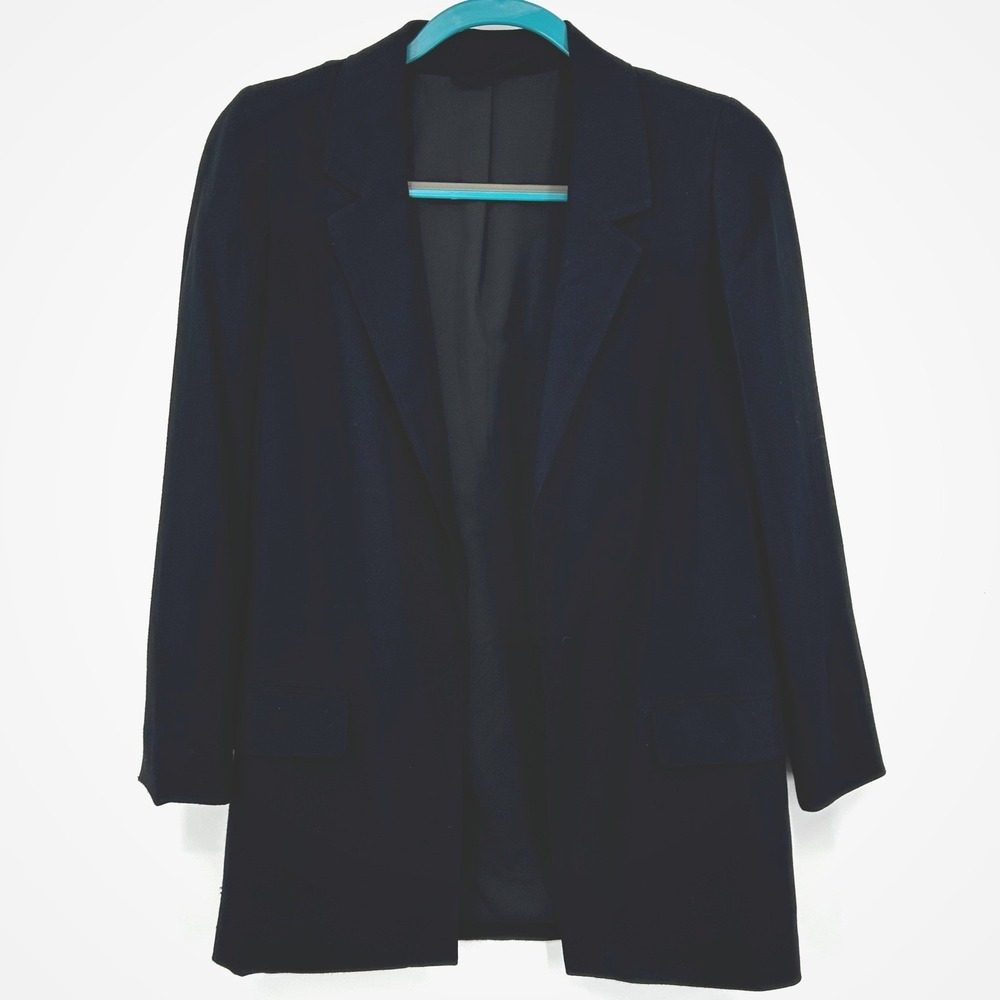 AllSaints Aleida Blazer Womens Size 0 Black Viscose Open‎ Front Minimalist Goth